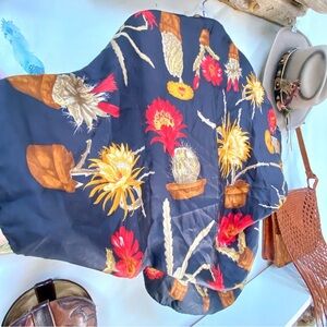 Rare cactus SILK cocoon boho kimono/cover up w botanical floral vibe